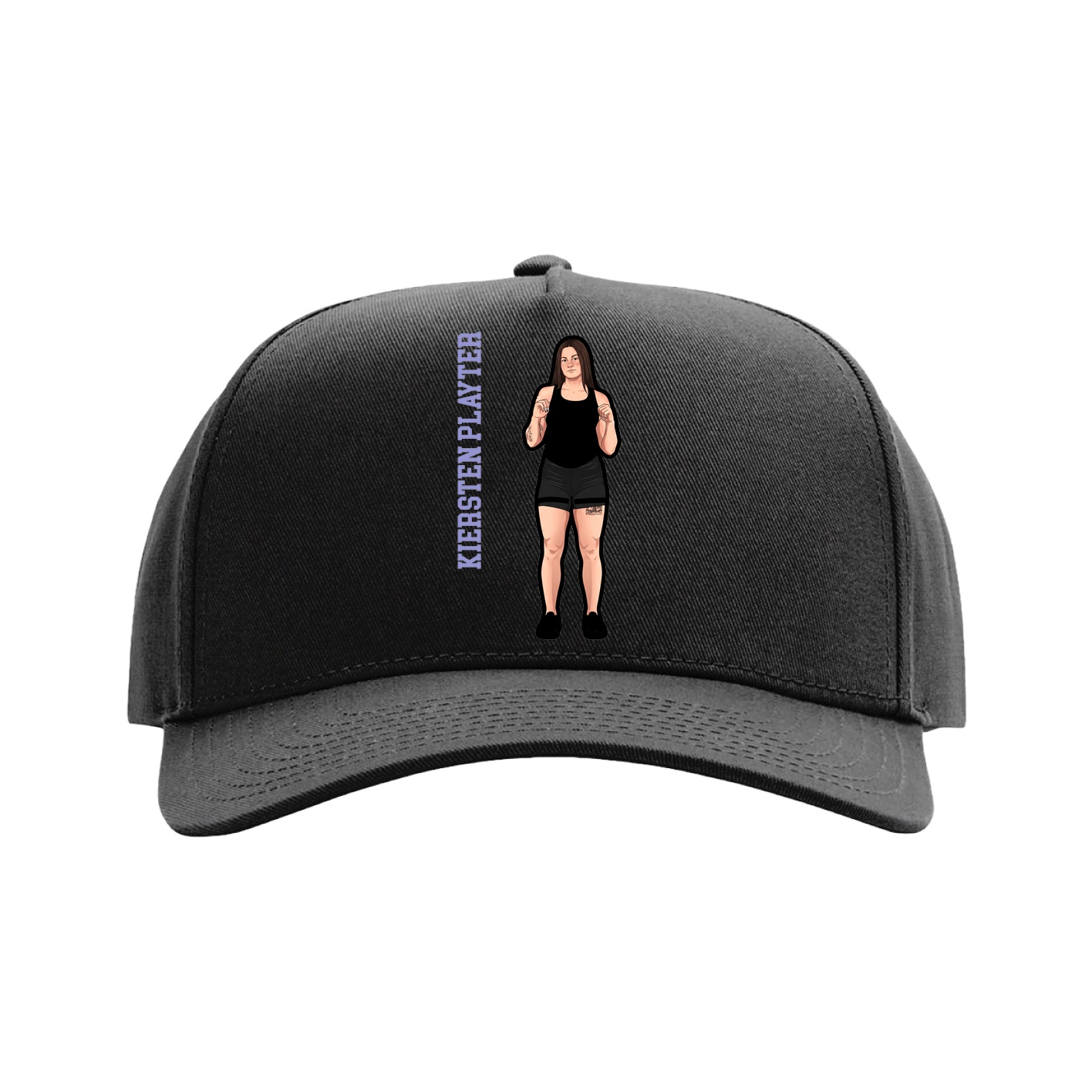 Full Fabric Five-Panel Champ Cap — Name Vertical in Black