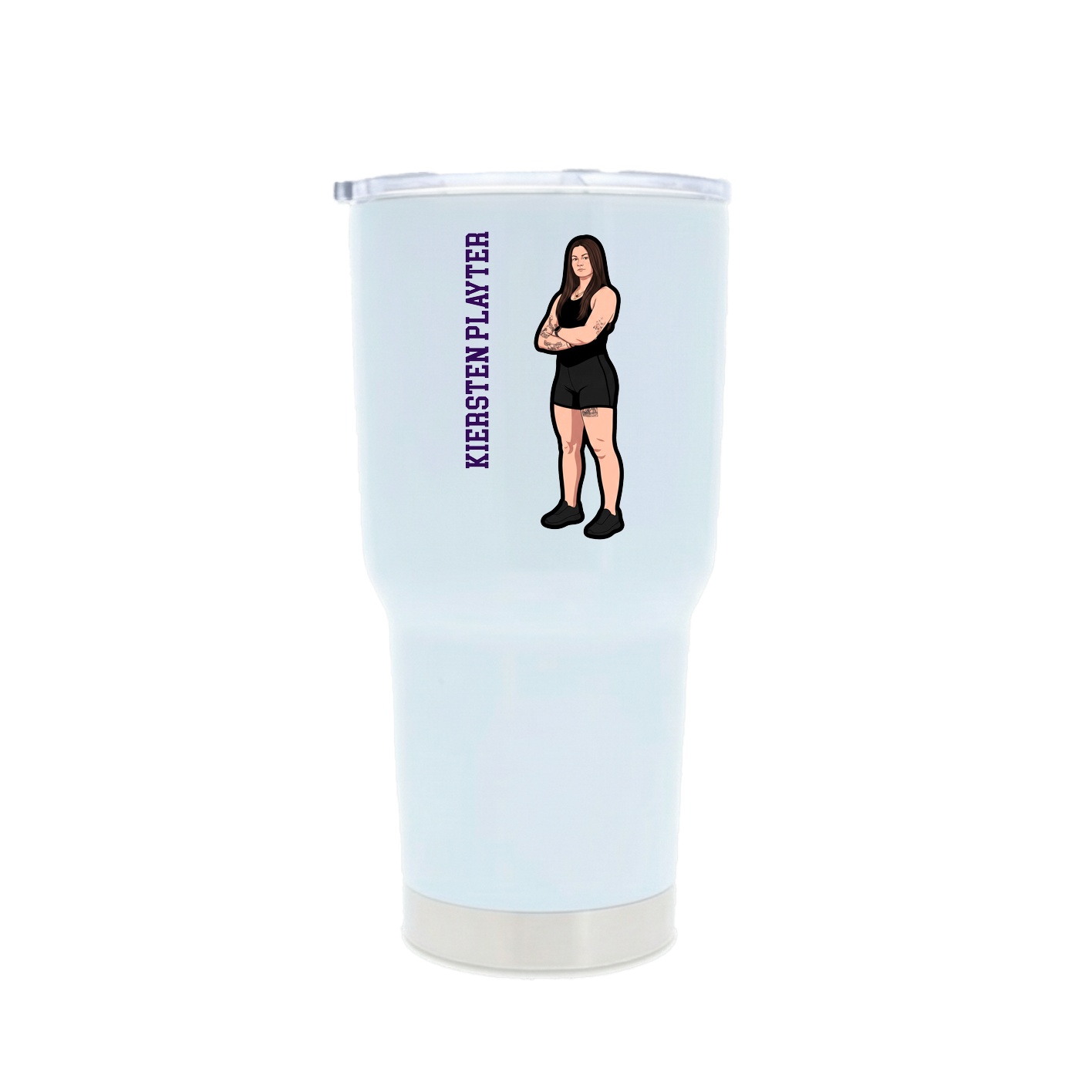 30oz Stainless Steel Tumbler — Name Vertical in White