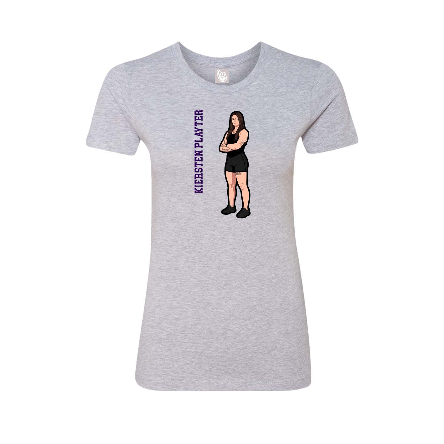 Fitted Women's Tee — Name Vertical in Grey