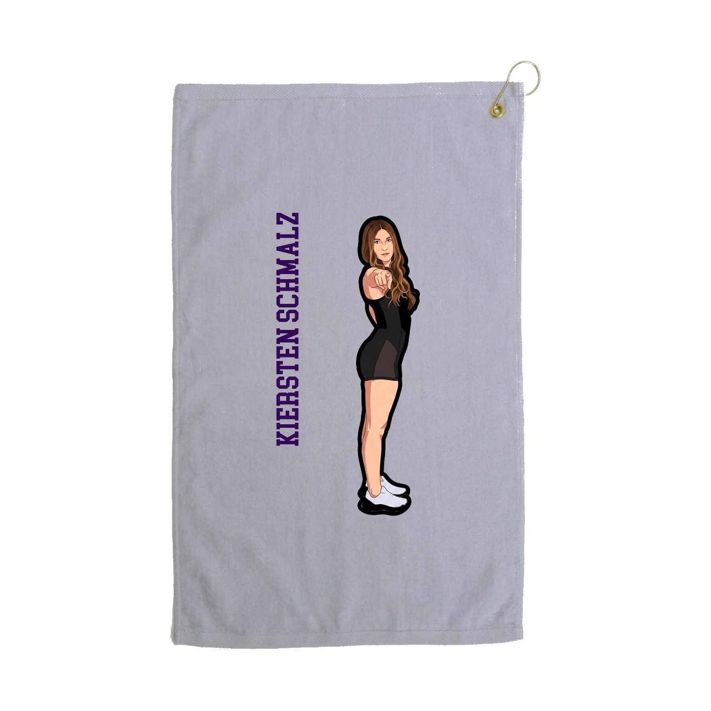 Golf Towel — Name Vertical in Grey