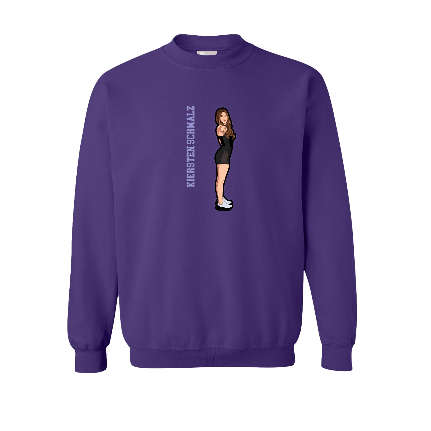 Fleece Crew — Name Vertical in Purple