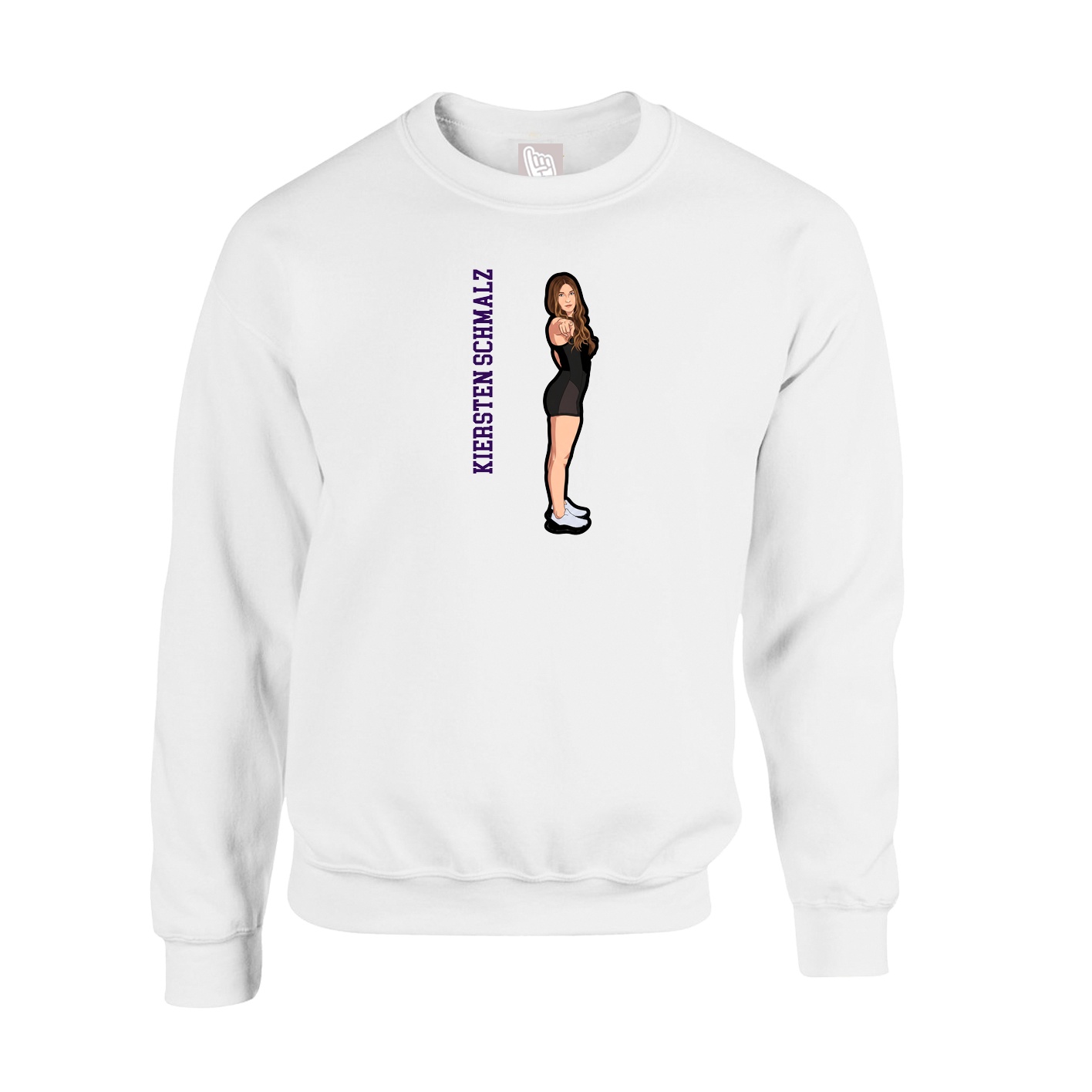 Fleece Crew — Name Vertical in White