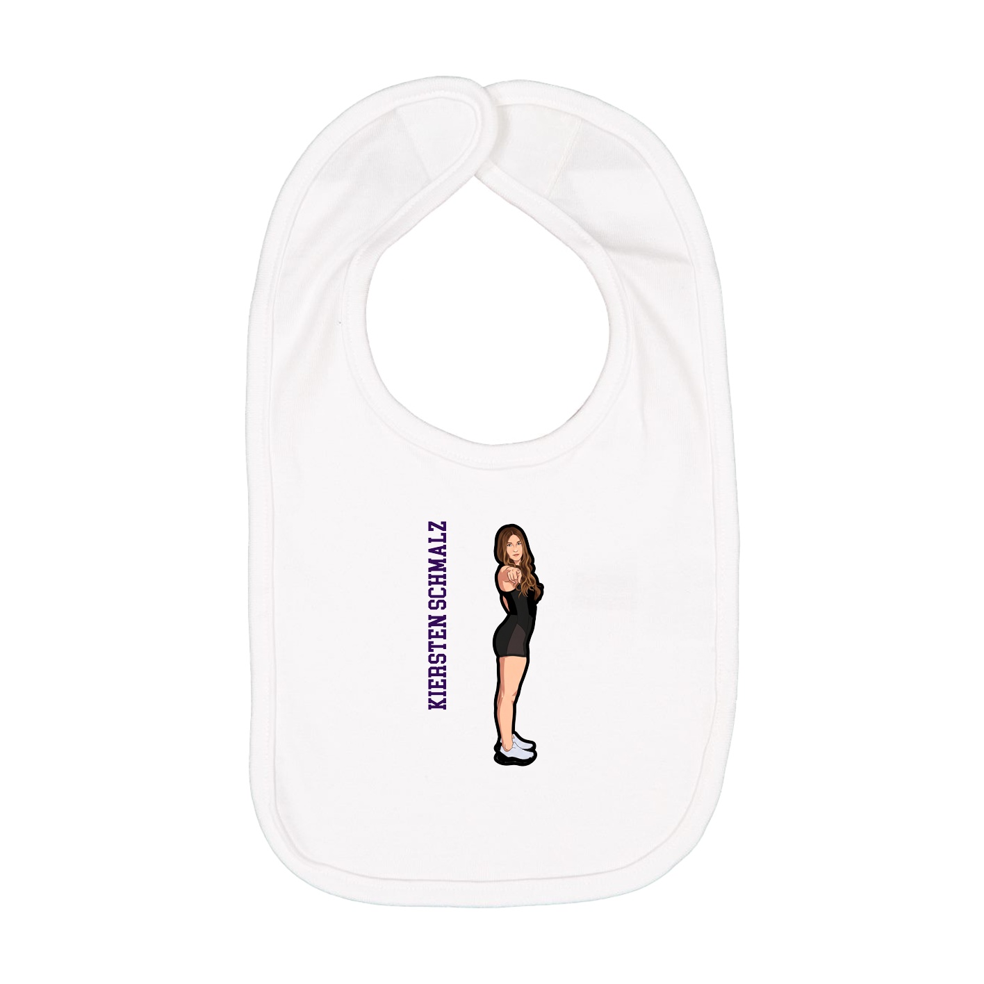 Infant Bib — Name Vertical in White