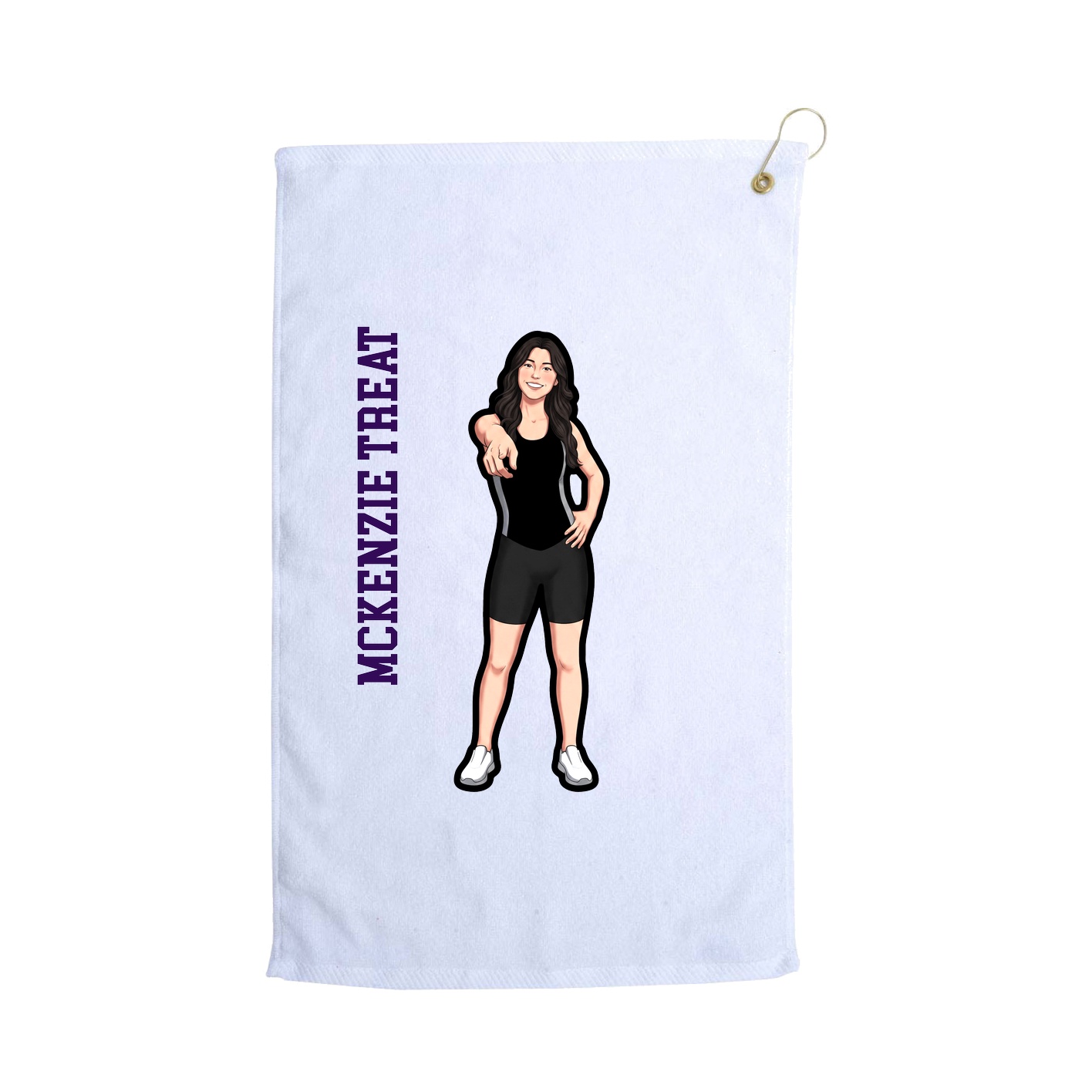 Golf Towel — Name Vertical in White