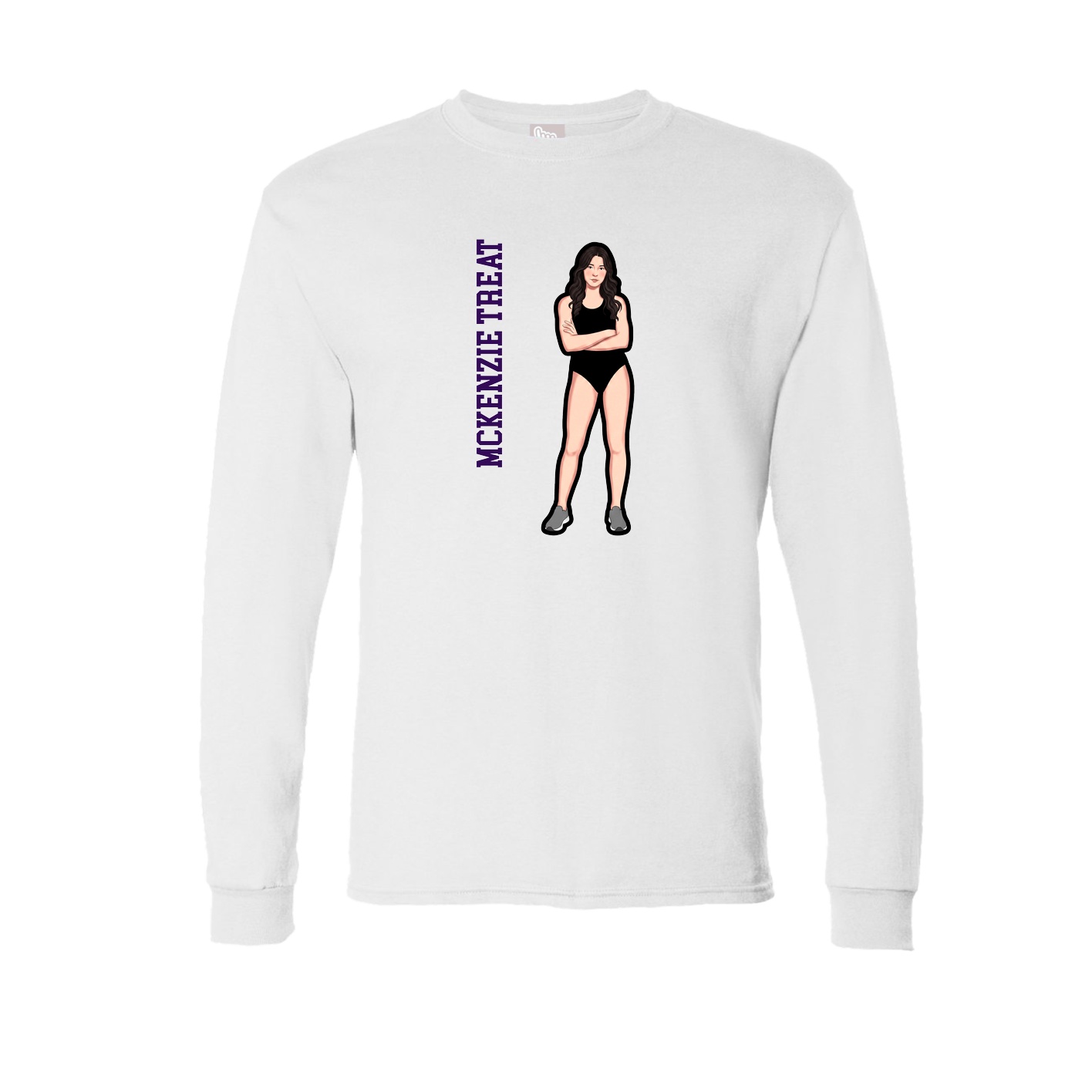 Long Sleeve Tee — Name Vertical in White