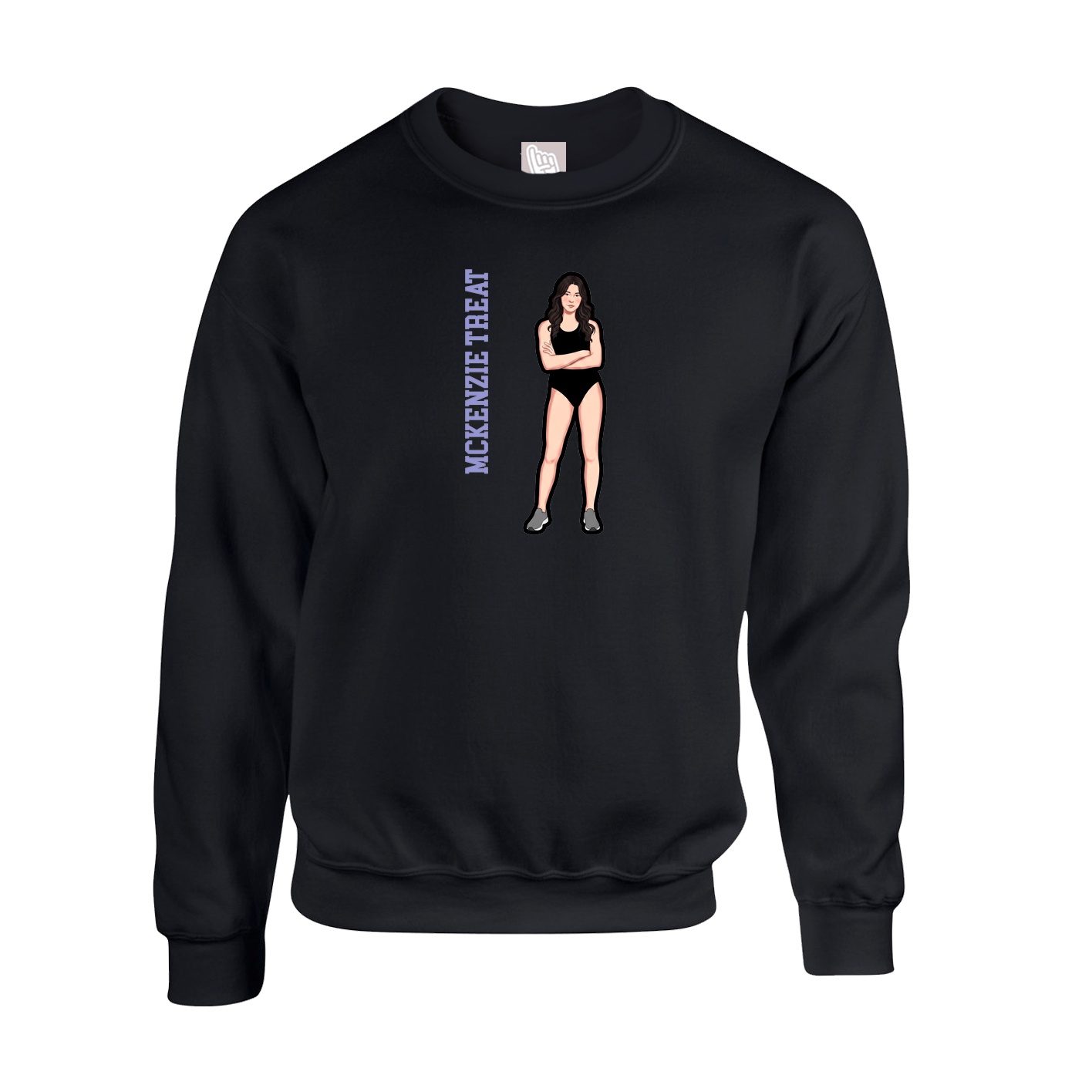 Fleece Crew — Name Vertical in Black