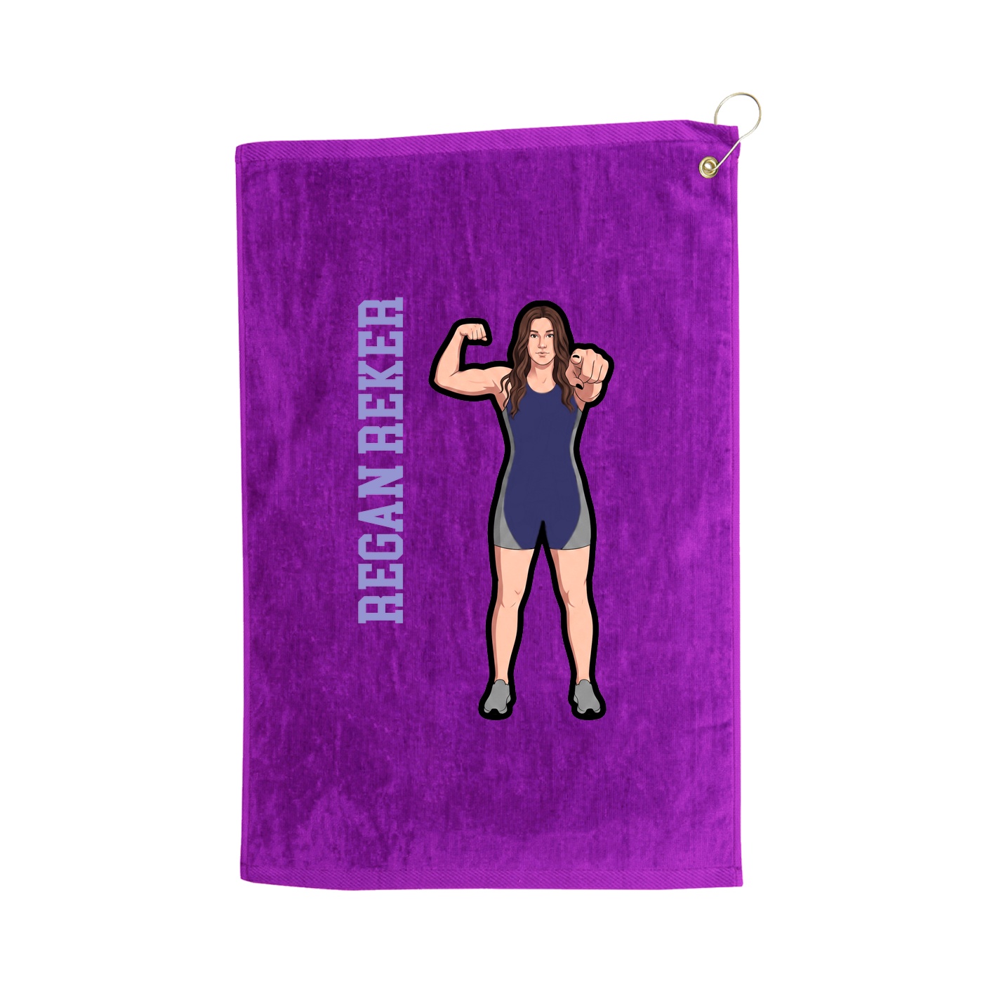 Golf Towel — Name Vertical in Purple