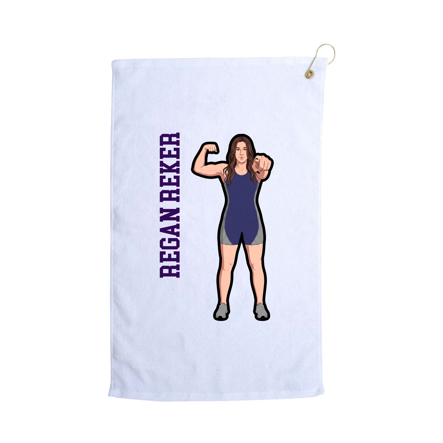 Golf Towel — Name Vertical in White