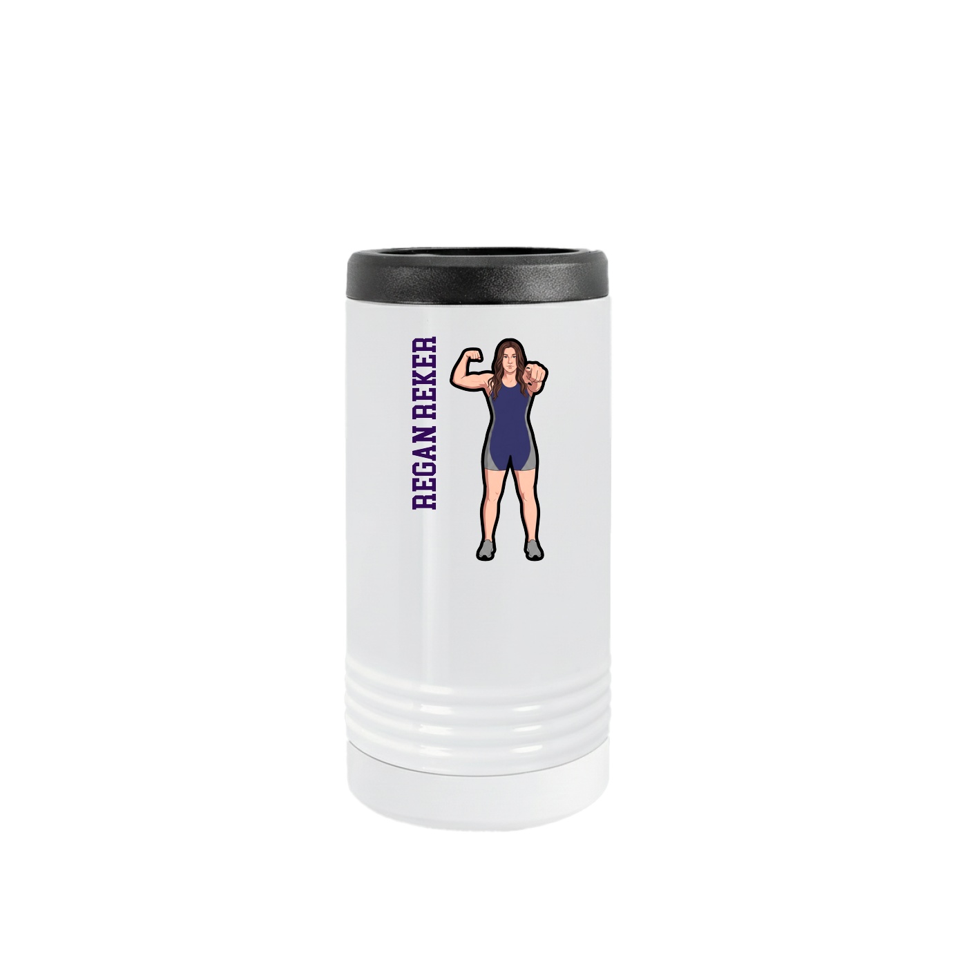 Slim Beverage Holder — Name Vertical in White