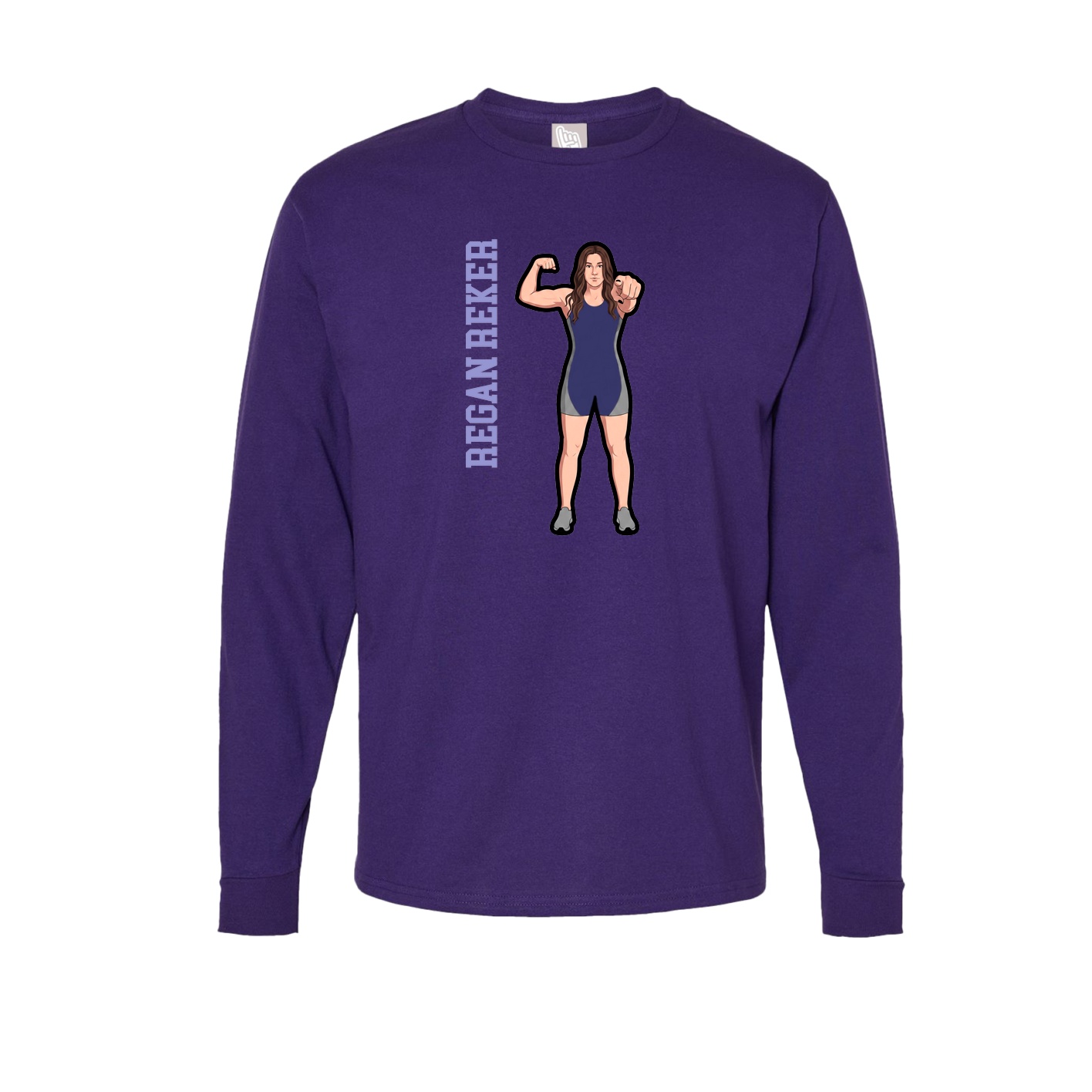 Long Sleeve Tee — Name Vertical in Purple