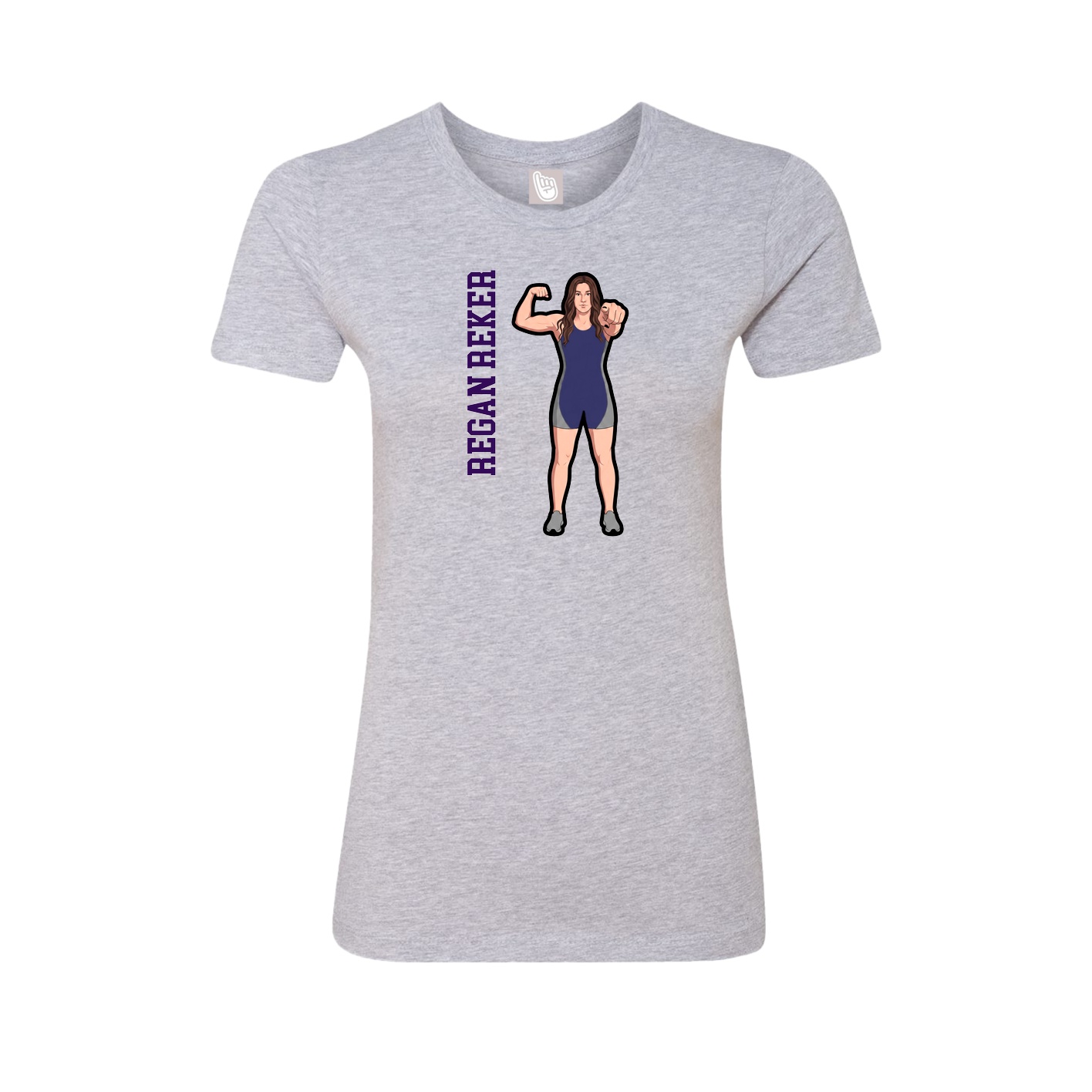 Womens Tee — Name Vertical in Grey