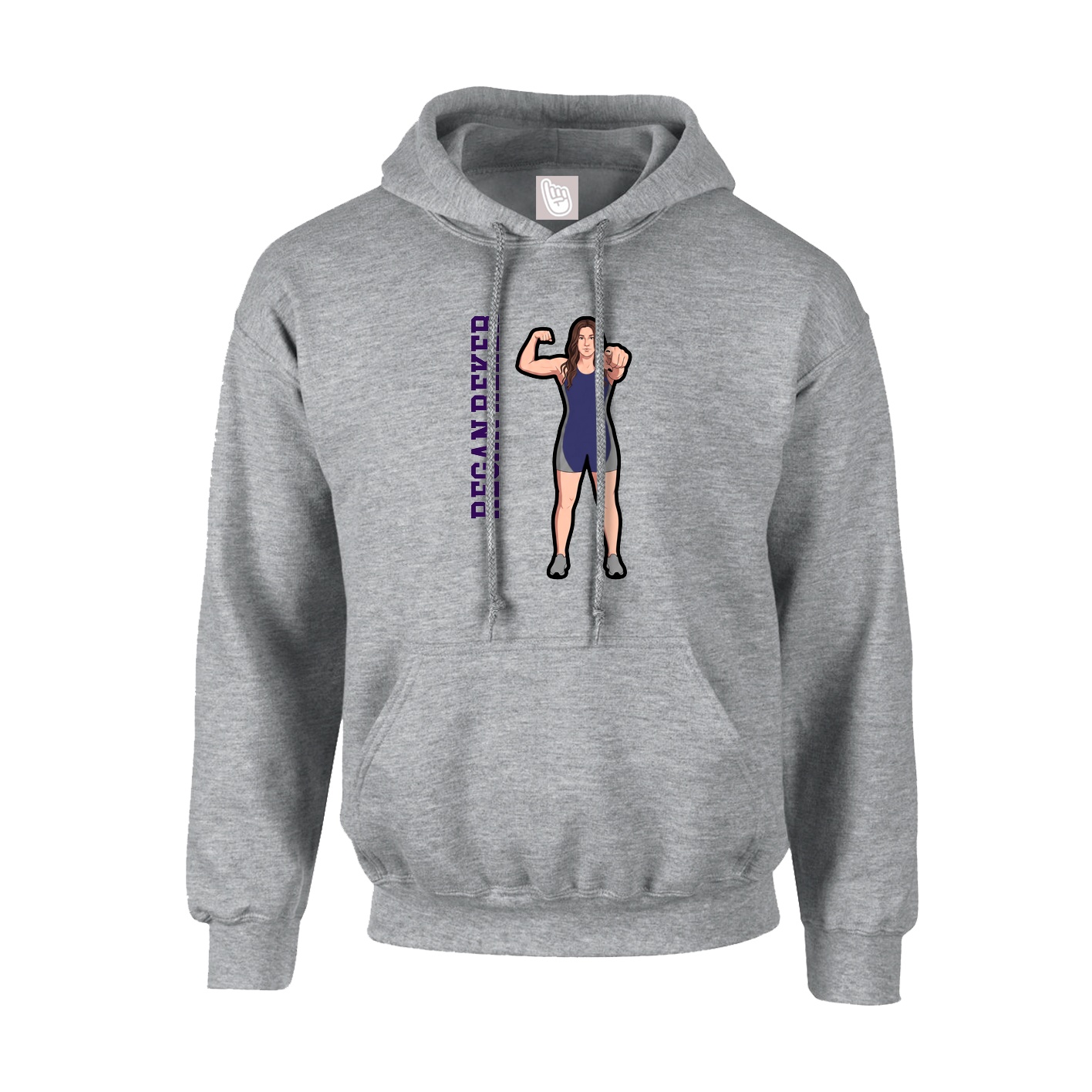 Hoodie — Name Vertical in Grey