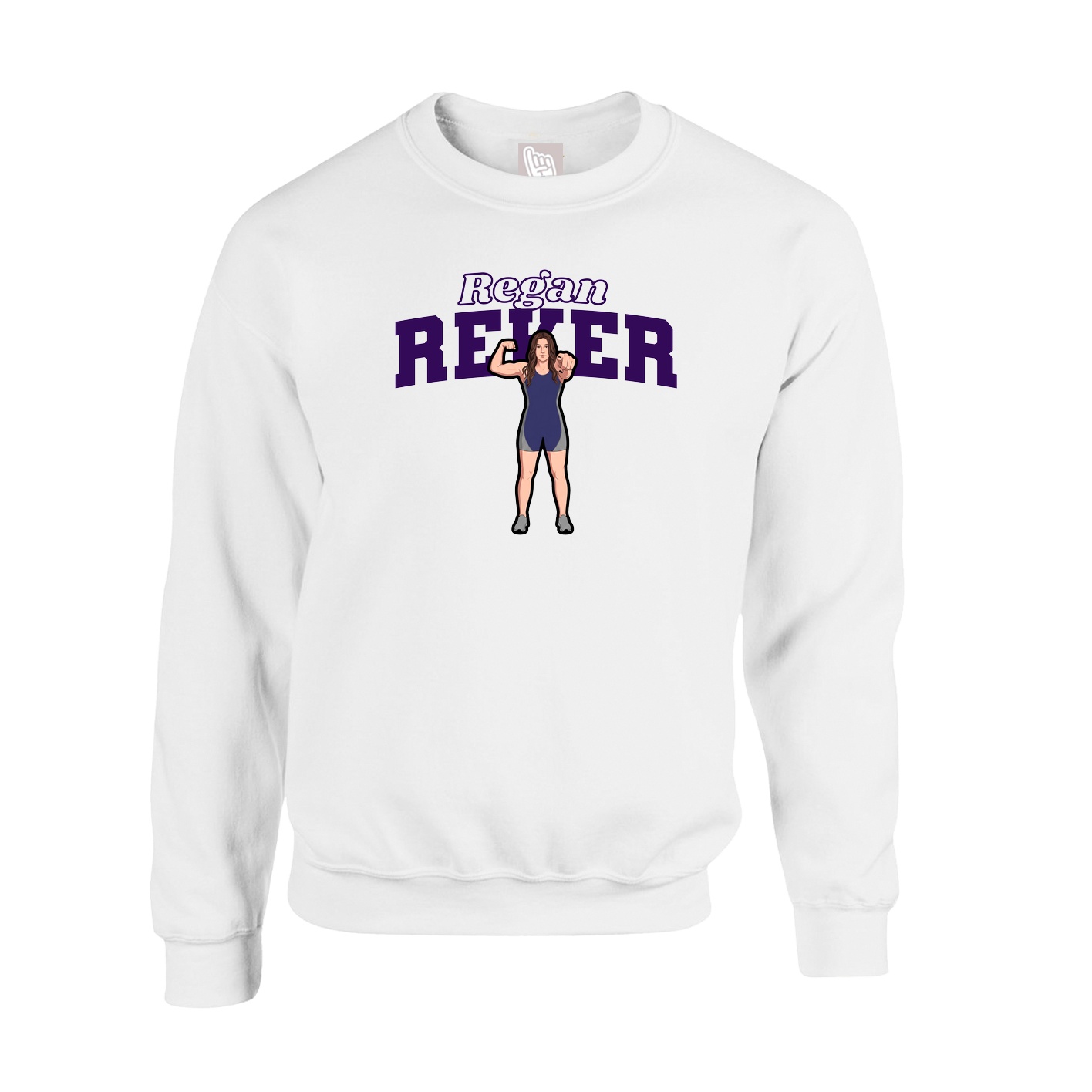 Fleece Crew — Name Arch in White