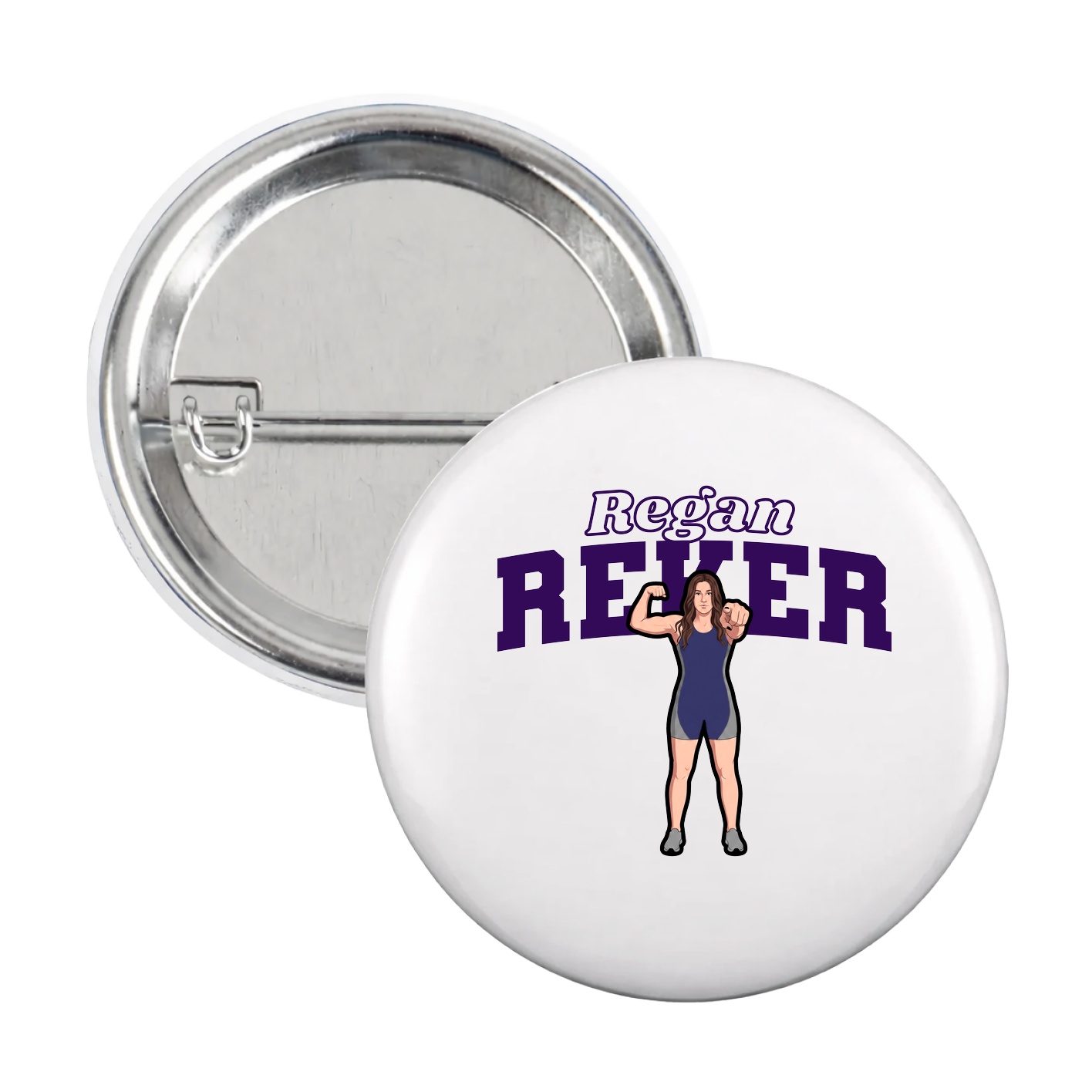 Game Day Button — Name Arch in White