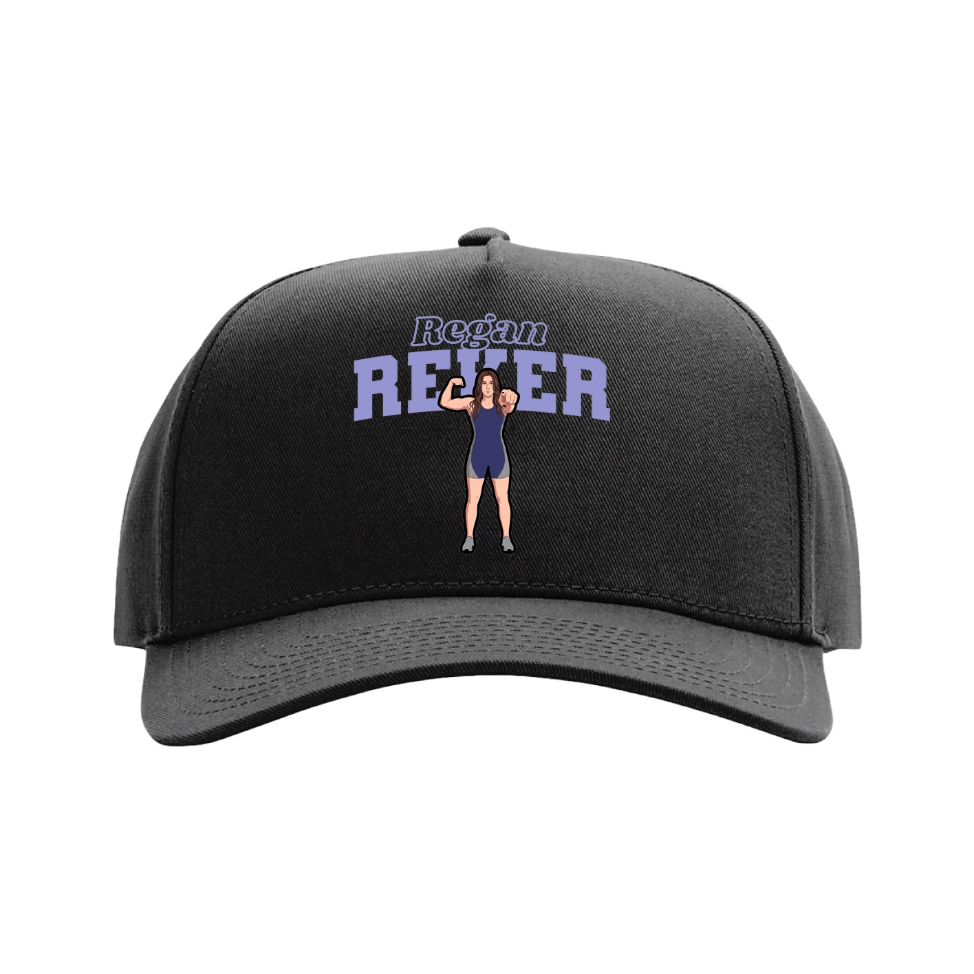 Full Fabric Five-Panel Champ Cap — Name Arch in Black