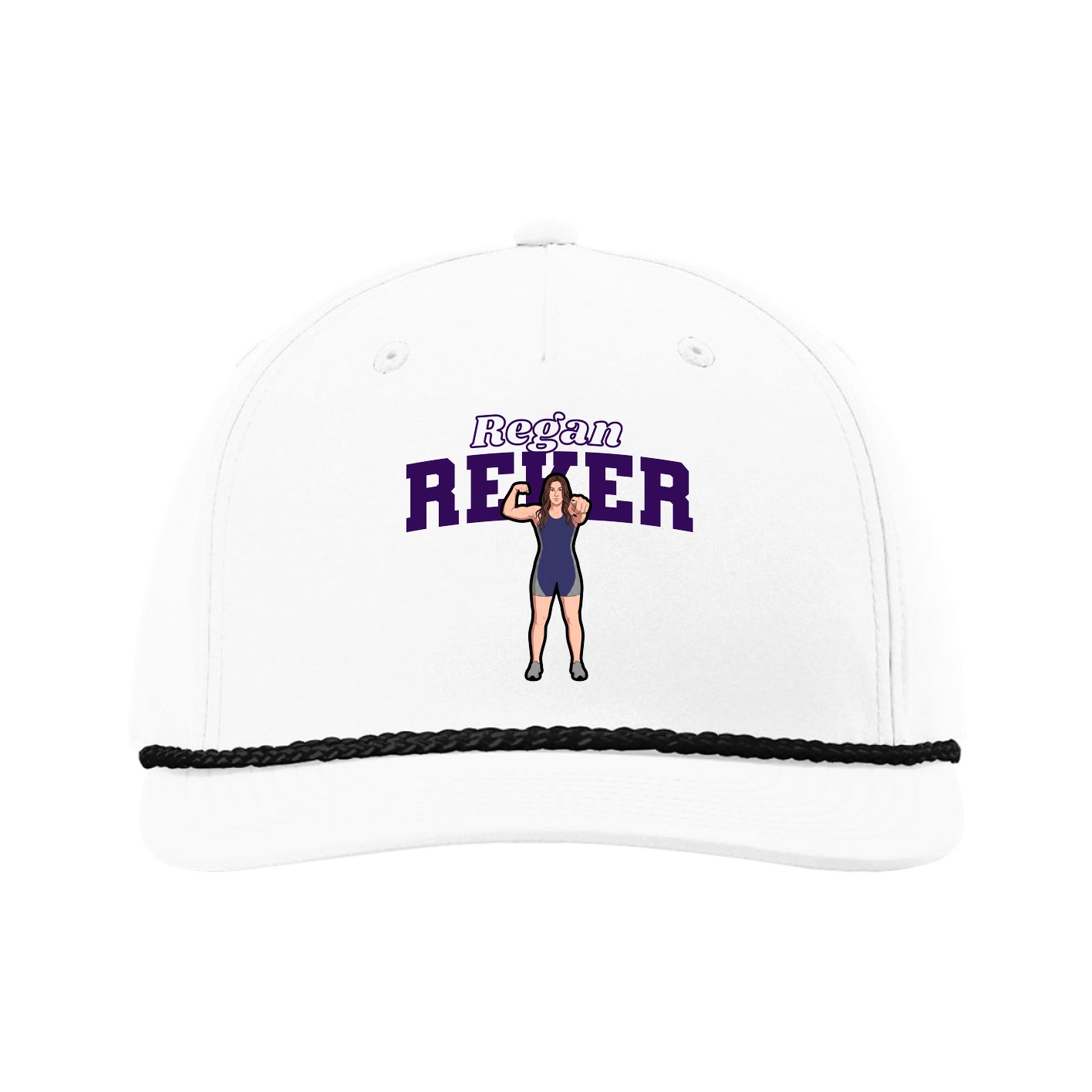 Five-Panel Classic Rope Cap — Name Arch in White