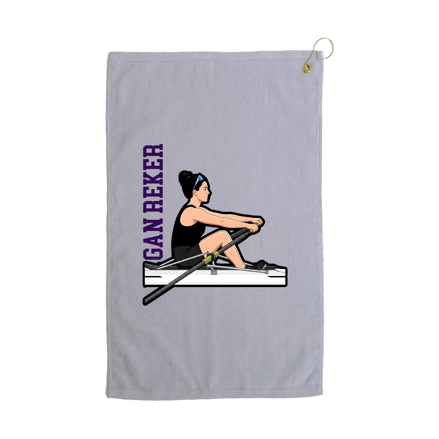 Golf Towel — Name Vertical in Grey