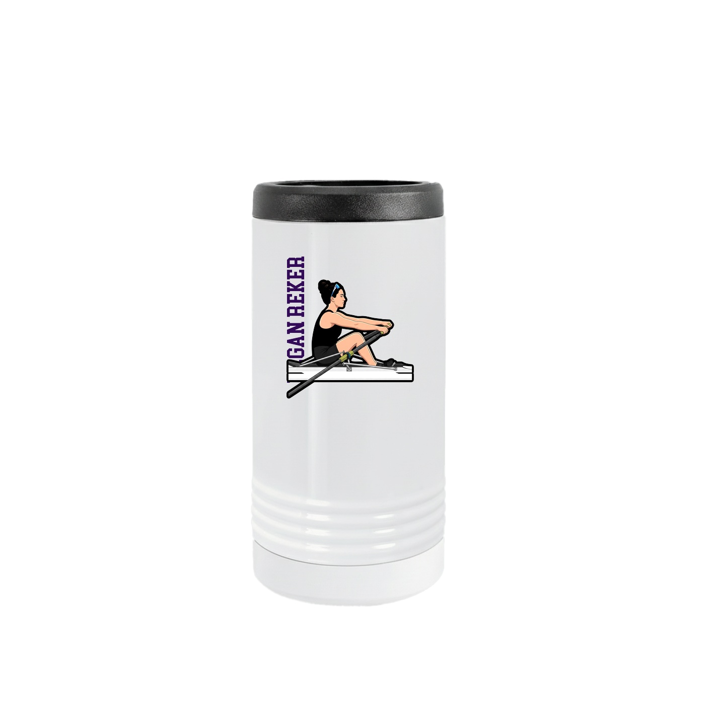 Slim Beverage Holder — Name Vertical in White