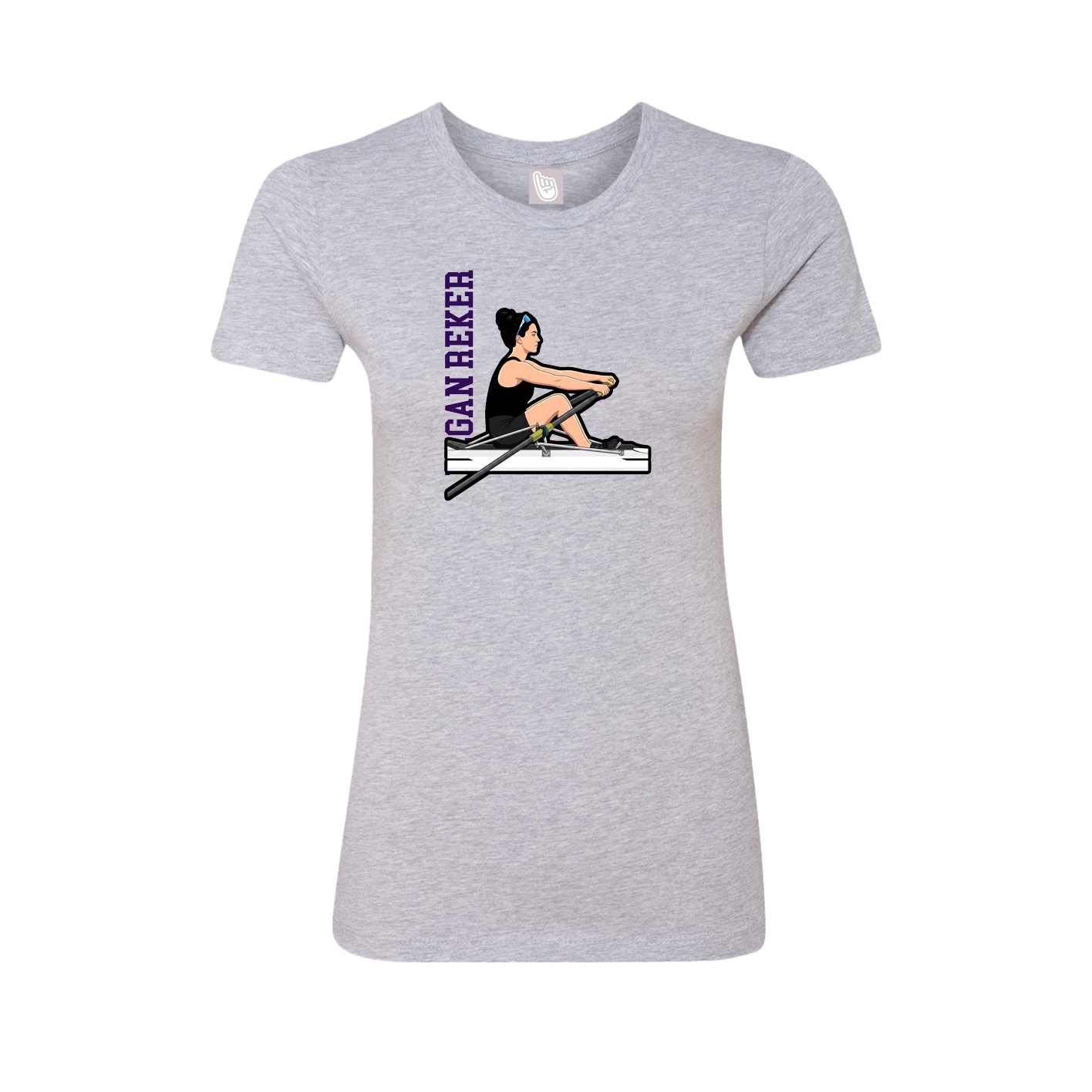 Fitted Women's Tee — Name Vertical in Grey