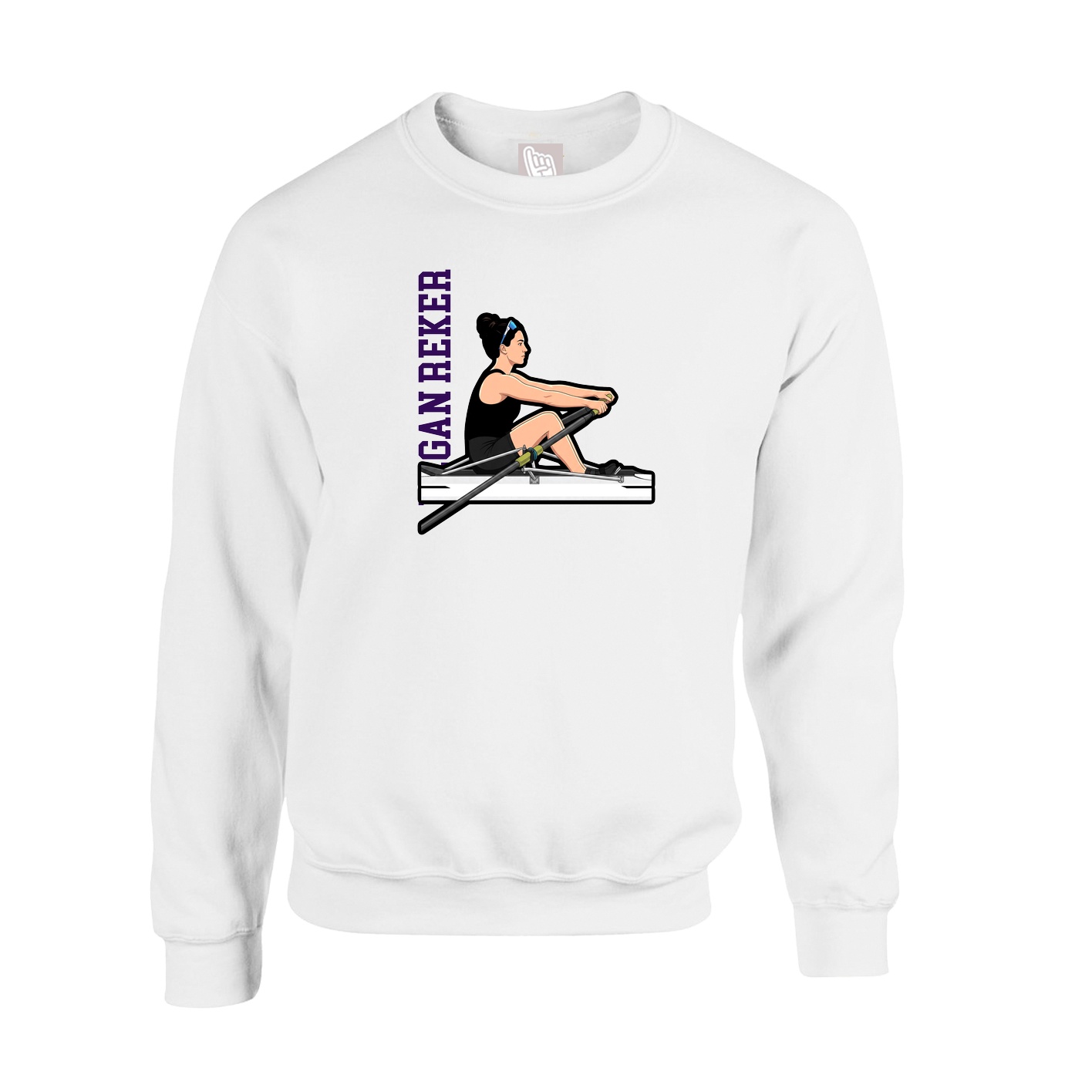 Fleece Crew — Name Vertical in White