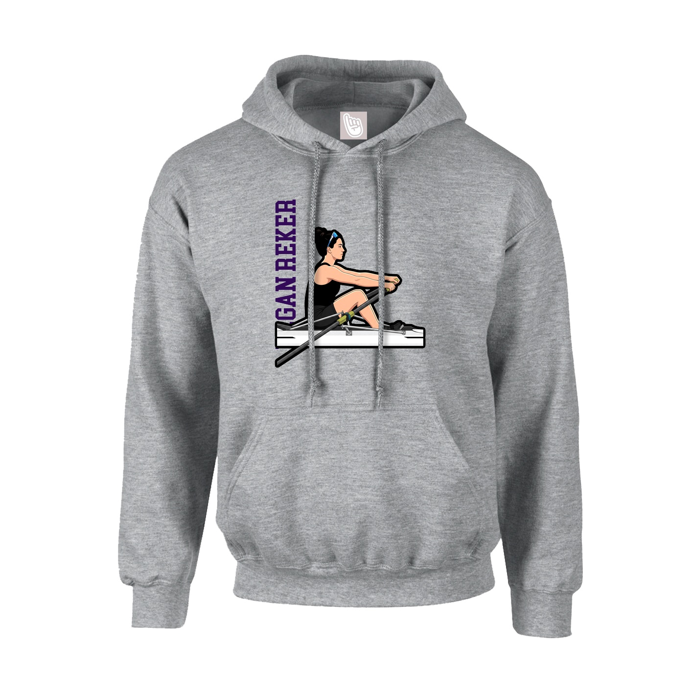 Youth Hoodie — Name Vertical in Grey