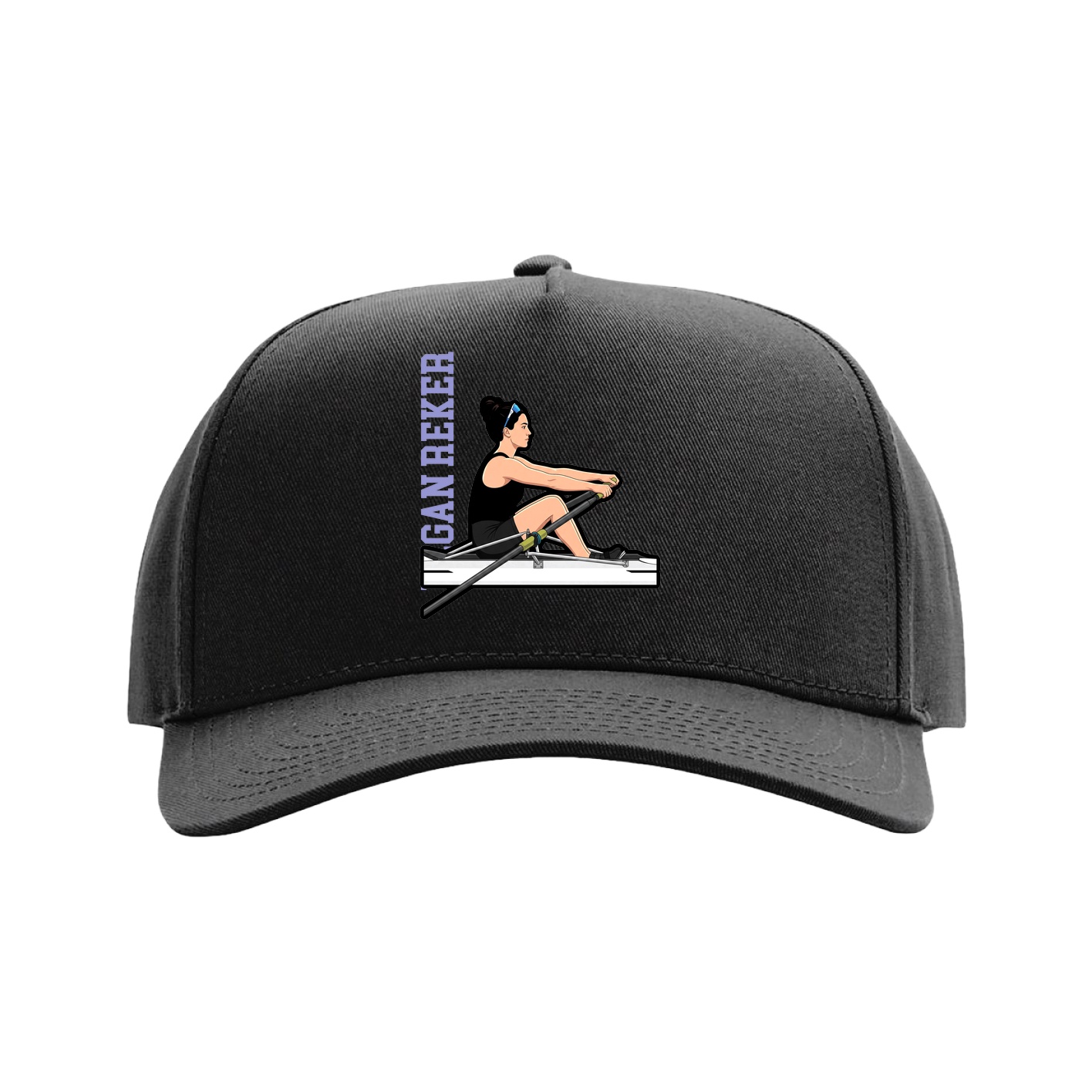 Full Fabric Five-Panel Champ Cap — Name Vertical in Black