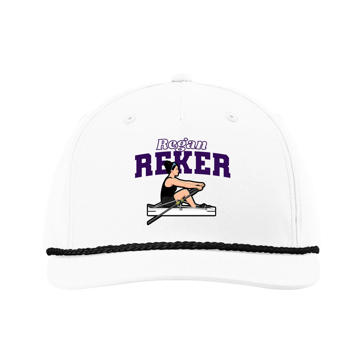 Five-Panel Classic Rope Cap — Name Arch in White