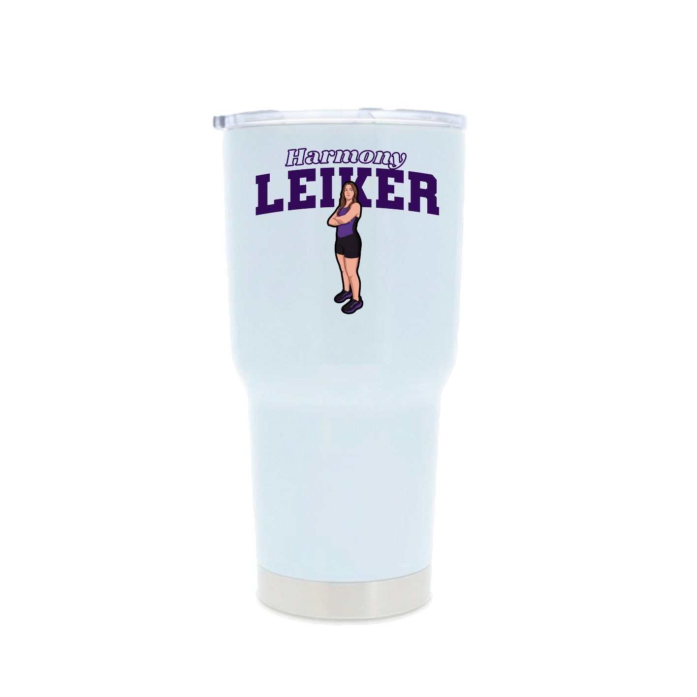 30oz Stainless Steel Tumbler — Name Arch in White