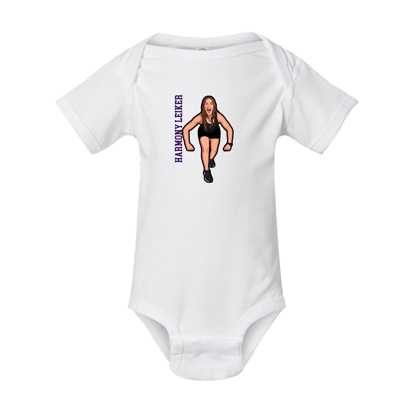 Baby Onesie — Name Vertical in White
