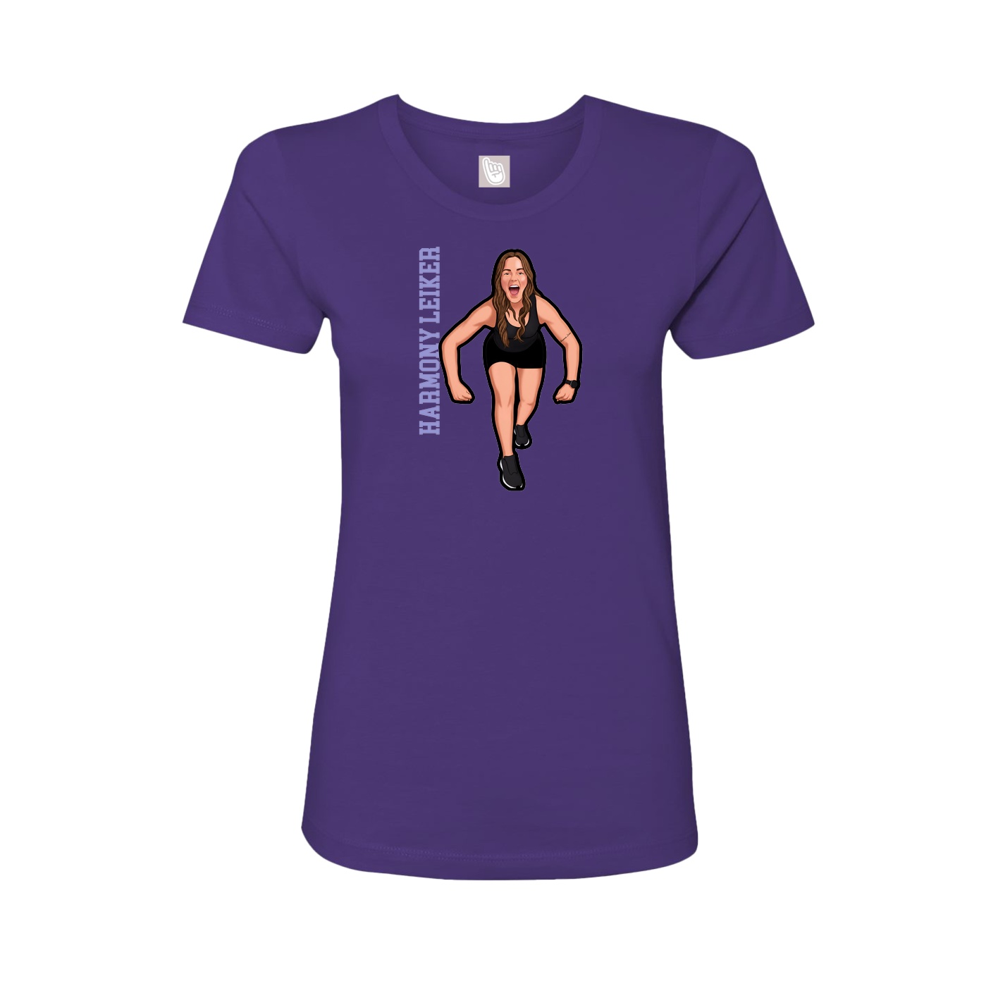 Fitted Women's Tee — Name Vertical in Purple