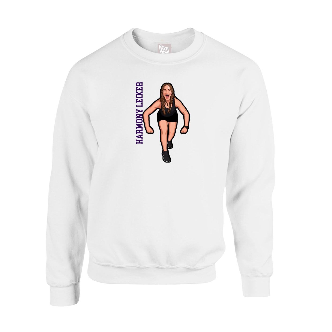 Fleece Crew — Name Vertical in White