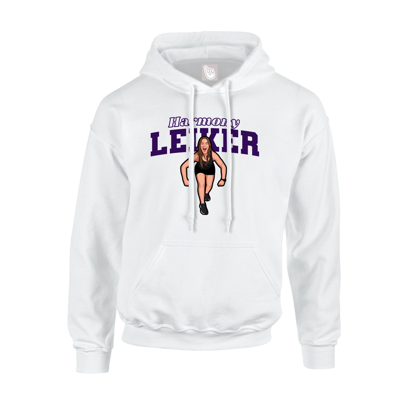 Youth Hoodie — Name Arch in White