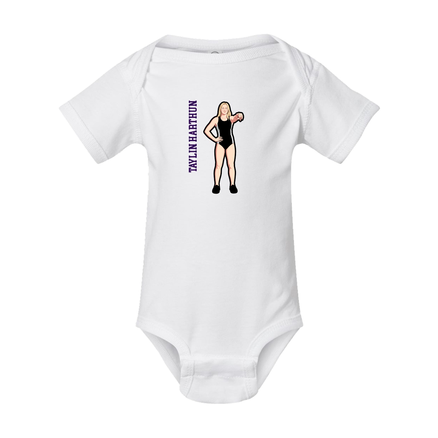 Baby Onesie — Name Vertical in White
