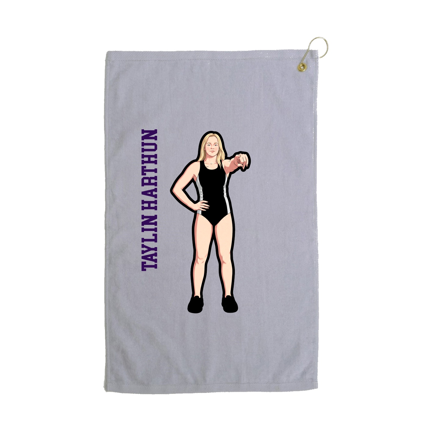 Golf Towel — Name Vertical in Grey