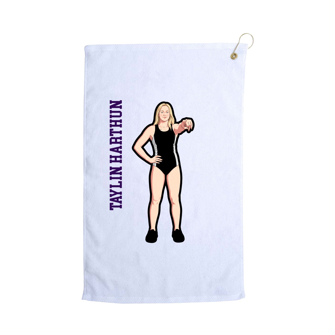 Golf Towel — Name Vertical in White