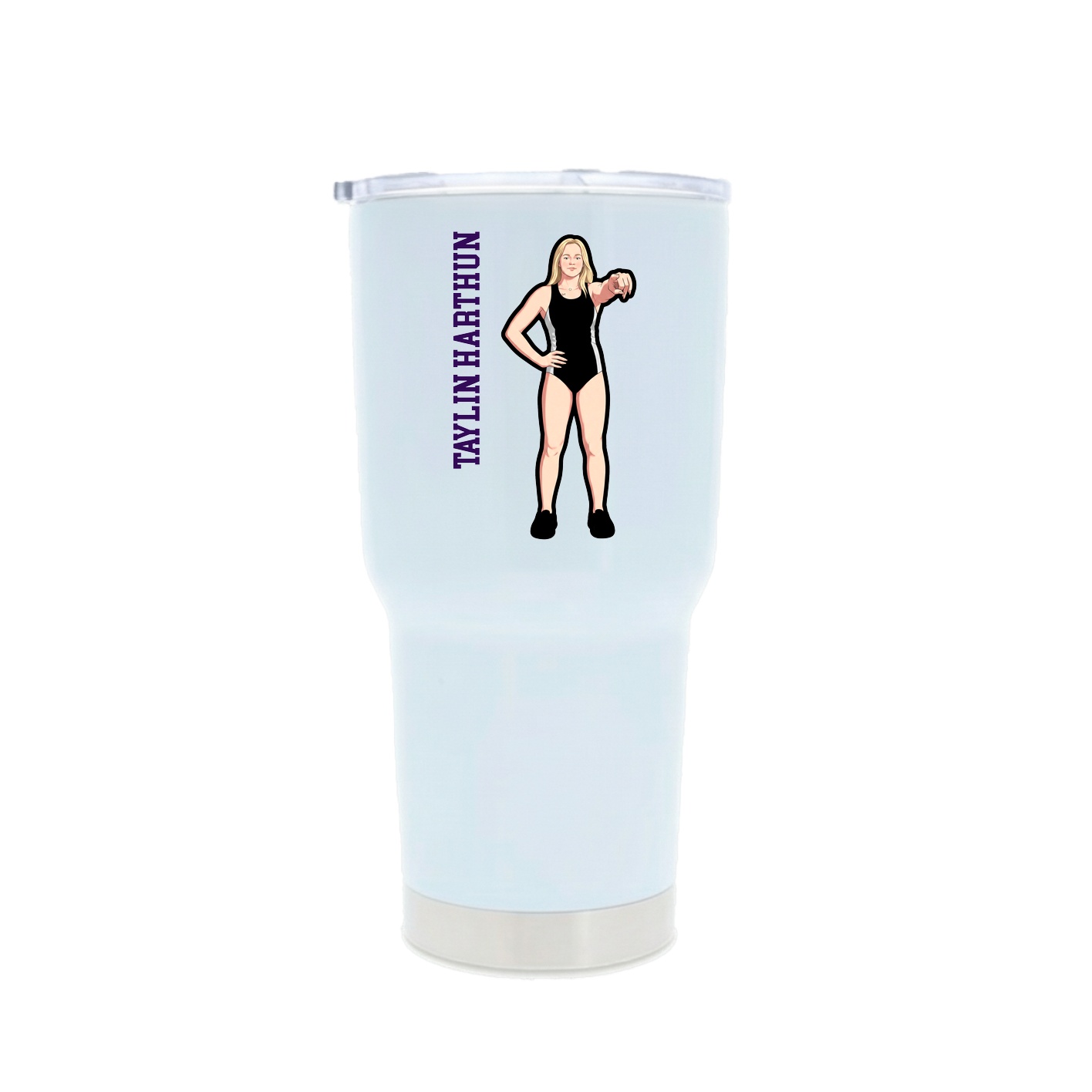 30oz Stainless Steel Tumbler — Name Vertical in White