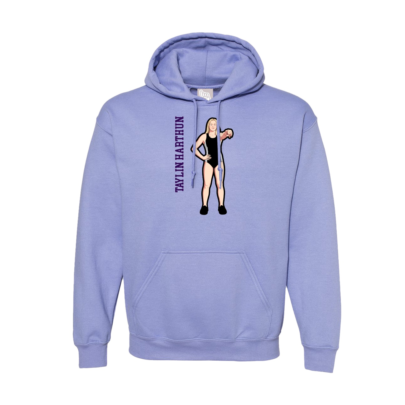 Hoodie — Name Vertical in Purple