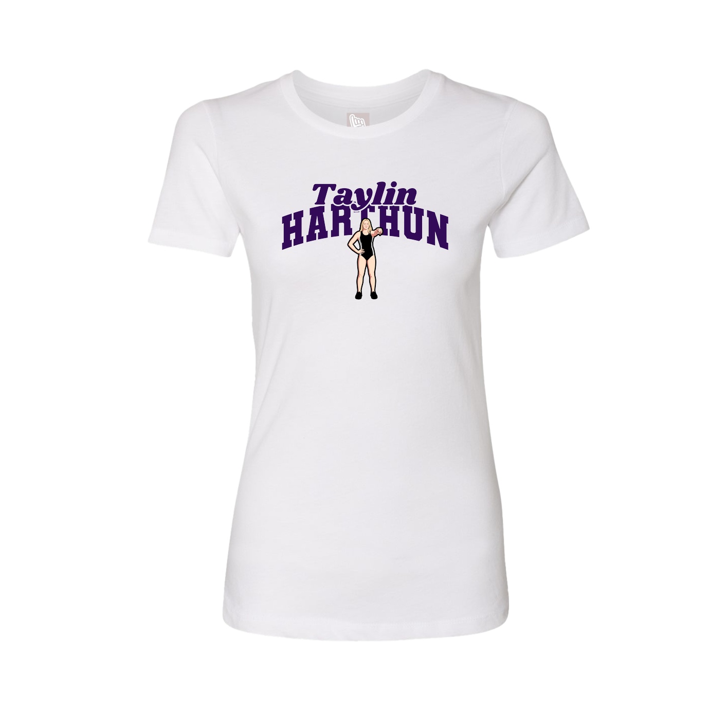 Fitted Women's Tee — Signature Arch in White
