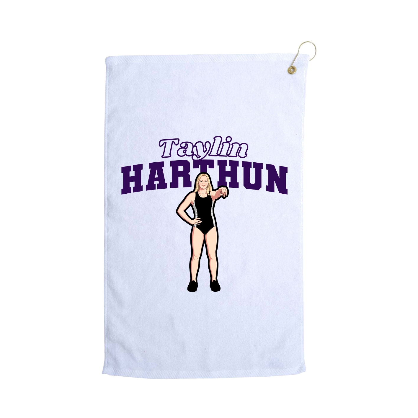 Golf Towel — Name Arch in White