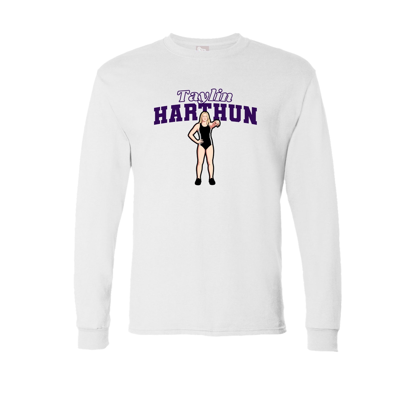 Long Sleeve Tee — Name Arch in White