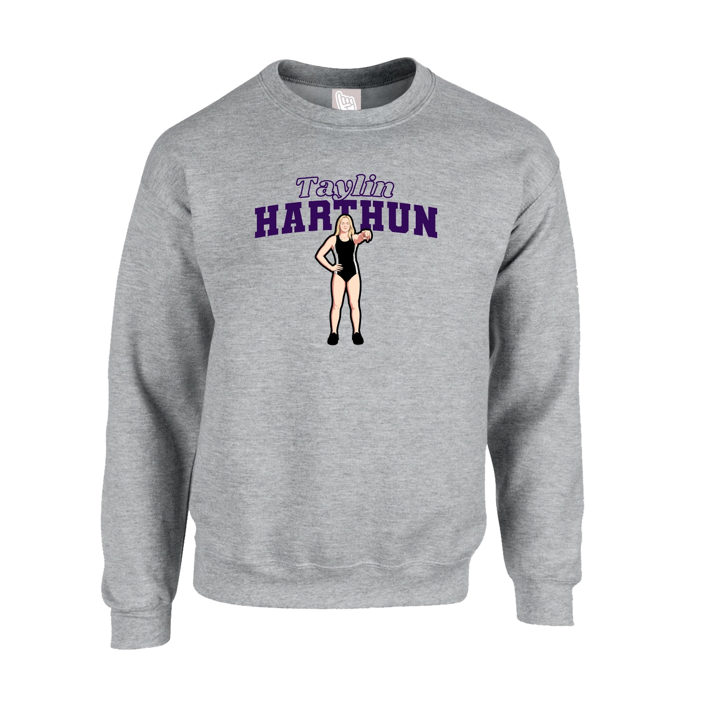 Fleece Crew — Name Arch in Grey