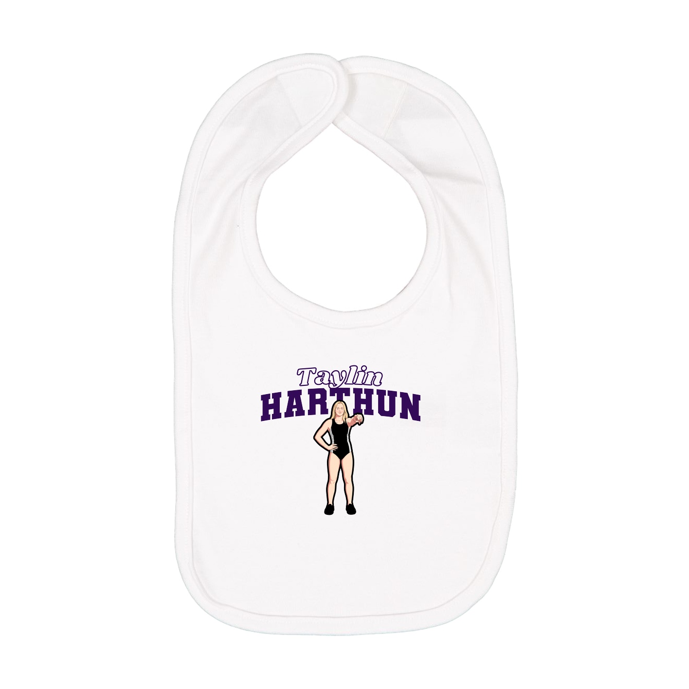 Infant Bib — Name Arch in White