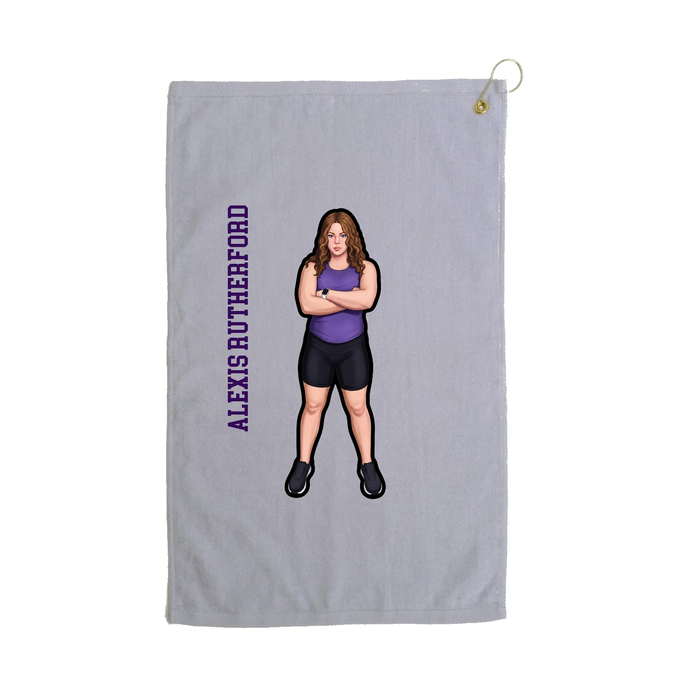 Golf Towel — Name Vertical in Grey