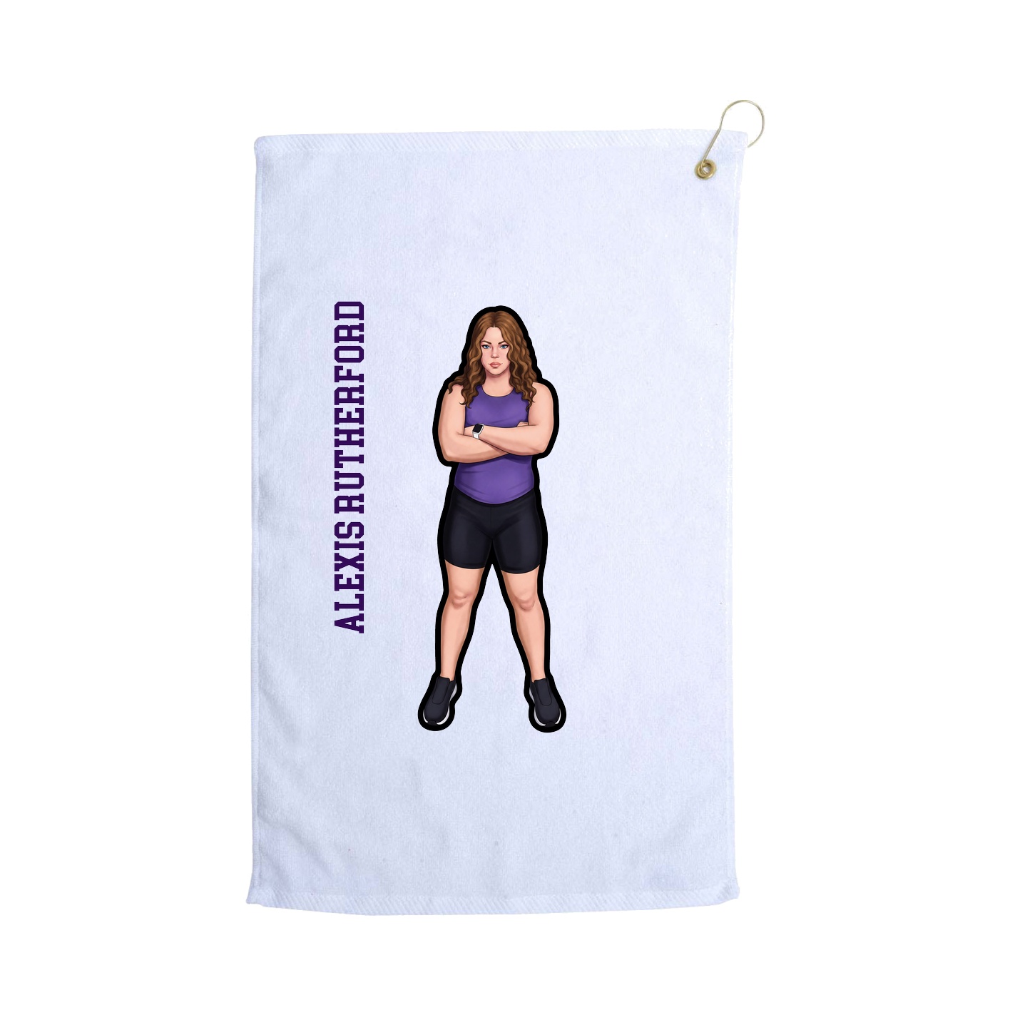 Golf Towel — Name Vertical in White