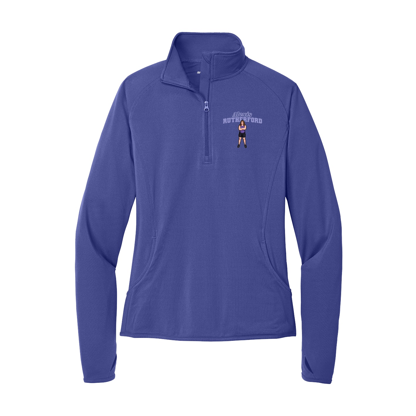 Women's Q-Zip Pullover — Name Arch in Purple