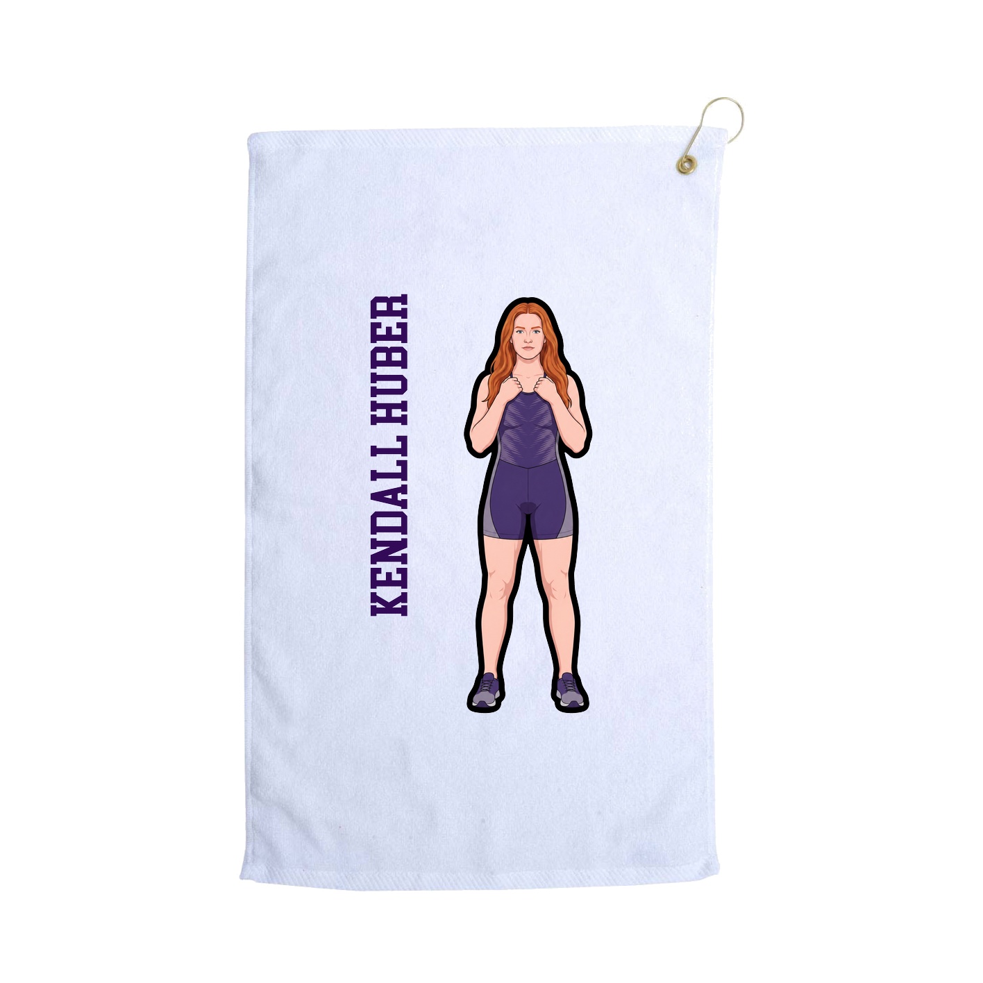 Golf Towel — Name Vertical in White