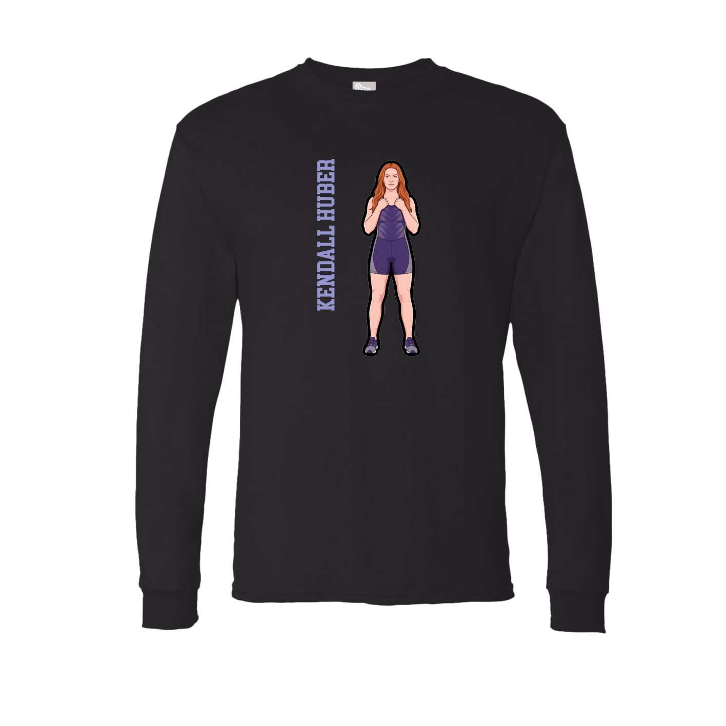Long Sleeve Tee — Name Vertical in Black