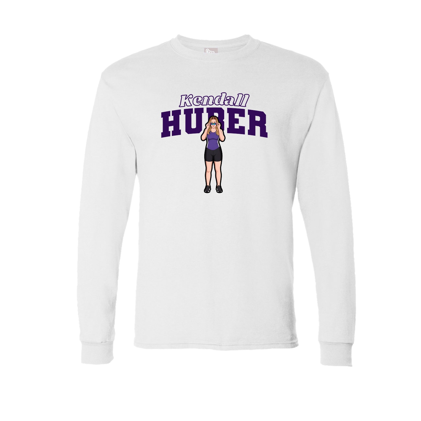 Long Sleeve Tee — Name Arch in White