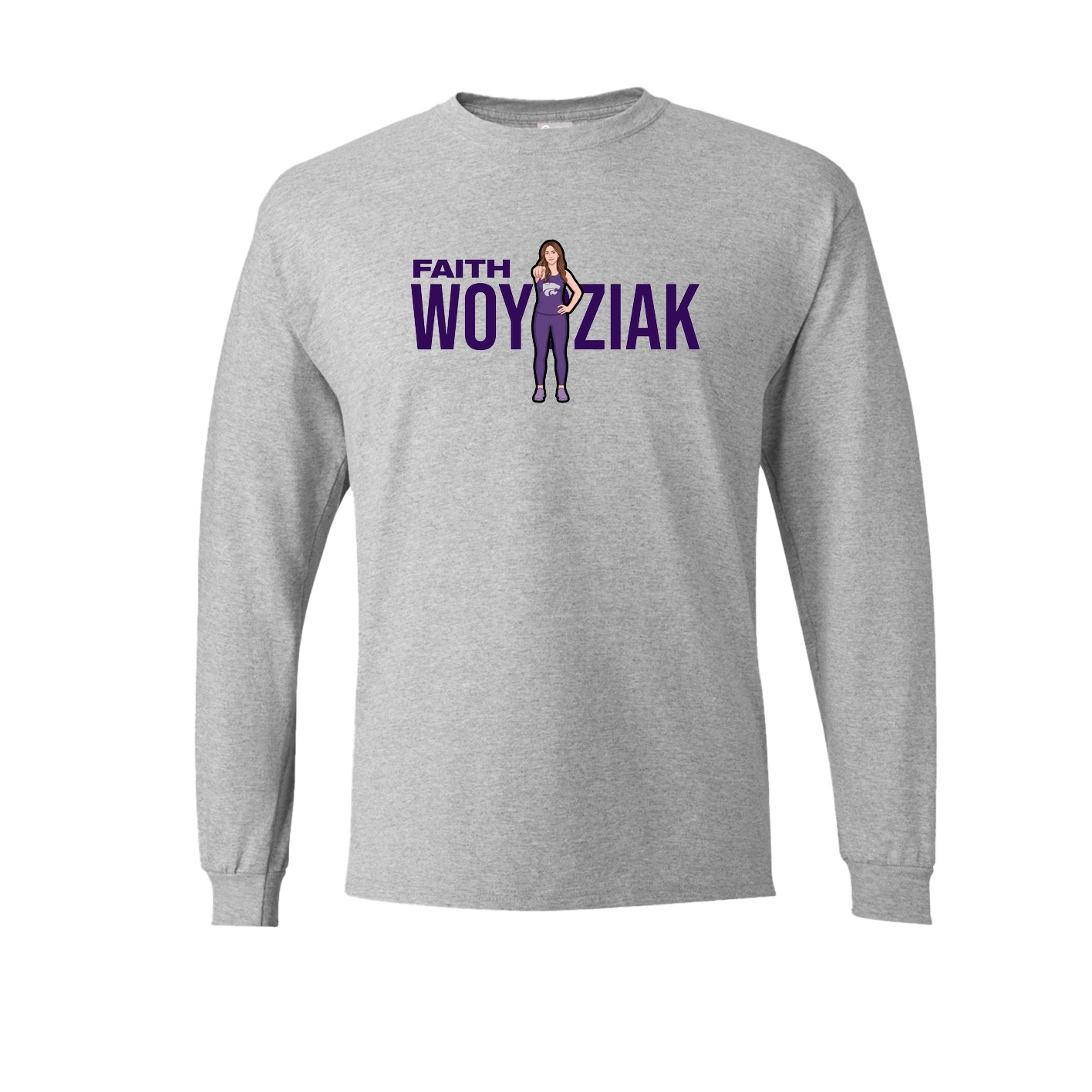 Long Sleeve Tee — Player Name in Grey