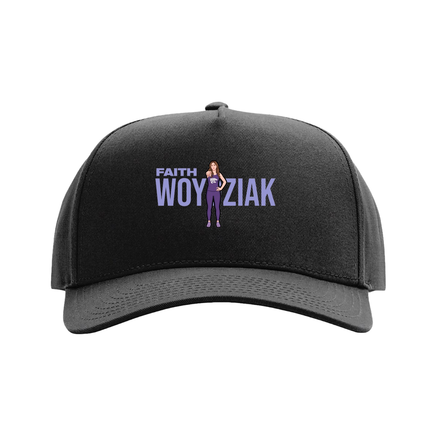 Full Fabric Five-Panel Champ Cap — Player Name in Black